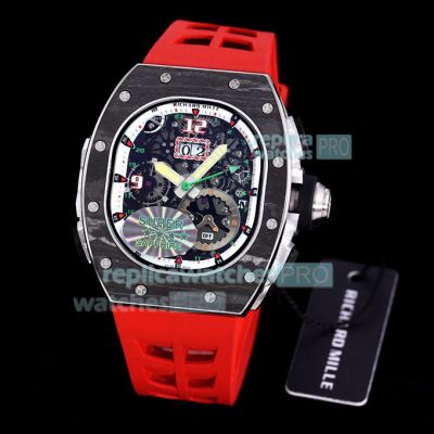 Swiss Replica Richard Mille RM 62-01 Tourbillon Vibrating Alarm ACJ Watch Red Rubber Strap